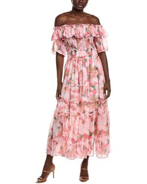 IPPONELLI Off-The-Shoulder Midi Dress - Pink