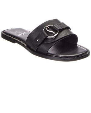 Christian Louboutin Logo Leather Flat - Black