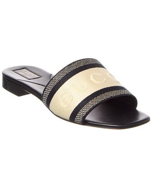 Gucci Web Canvas & Leather Sandal - Black