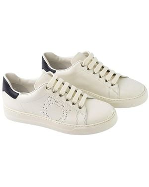 Ferragamo Logo Leather Trainer - White