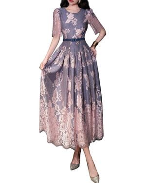 BURRYCO Short Sleeve Midi Dress - Purple