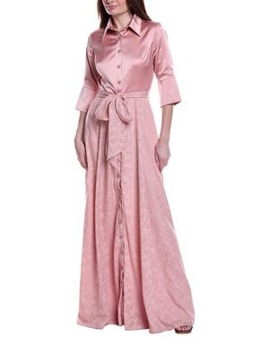 Rene Ruiz Brocade Shirt Gown - Pink