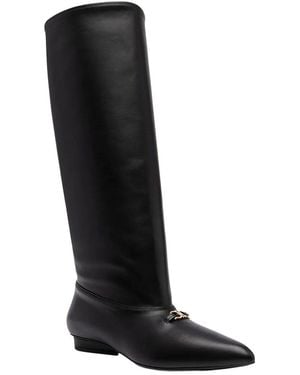 Ferragamo Gancini Leather Knee-High Boot - Black