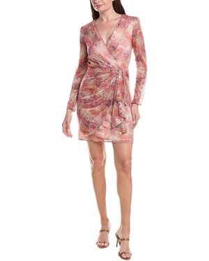 Adrianna Papell Printed Metallic Crinkle Dress - Red