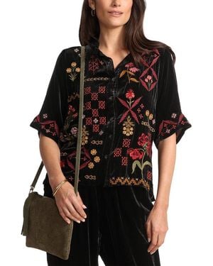 Johnny Was Malaya Silk-Blend Shirt - Black