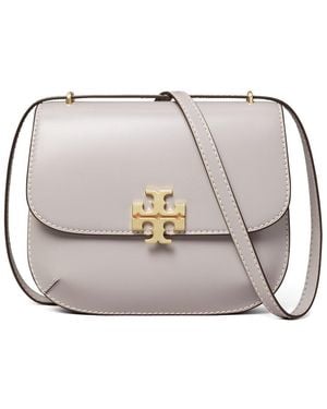 Tory Burch Eleanor Spazzolato Slim Leather Saddle Bag - Grey
