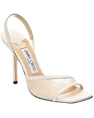 Jimmy Choo Sutton 100 Mesh & Leather Slingback Sandal - Metallic
