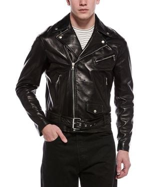 Palm Angels Leather Moto Jacket - Black