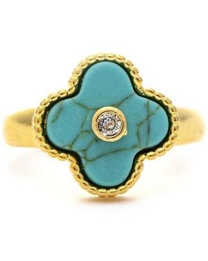 Rivka Friedman 14K Plated Flower Ring - Blue