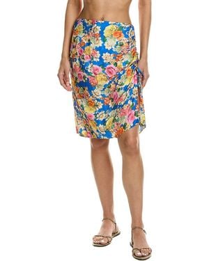 Johnny Was Drawcord Silk- Blend Mini Skirt - Blue