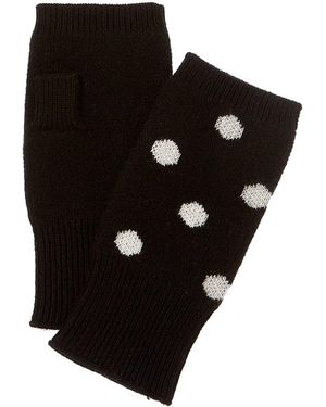 Phenix Dot Jacquard Cashmere Handwarmers - Black