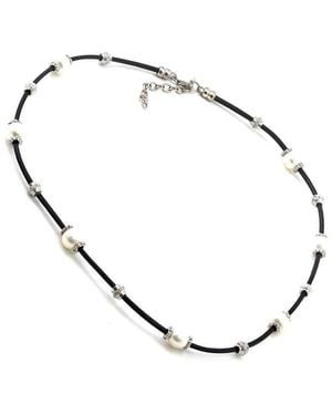 Pearls 0.15 Ct. Tw. Diamond 9.15Mm Pearl Necklace - Metallic