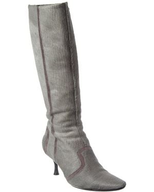 Tod's Haircalf & Suede Knee-High Boot - Grey