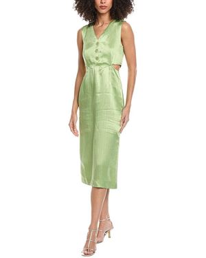 Sandro Woven Linen-Blend Dress - Green