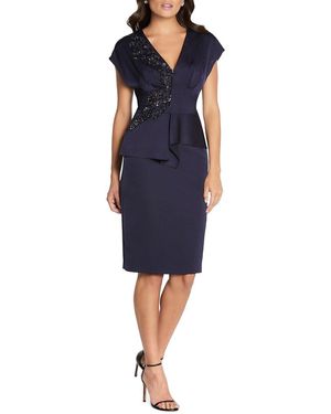 AIDAN MATTOX Womens Sleeveless Asymmetrical Neckline Above The Knee Evening Shift Dress