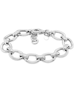 Italian Silver Oval Links Bracelet - Metallic
