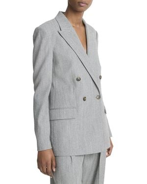 Vince Wool-Blend Twill Double Breasted Blazer - Gray
