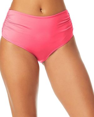 Anne Cole Hi Waist Shirred Bottom - Pink