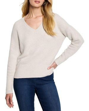 NIC+ZOE Petite Tuck Stitch V-Neck Jumper - White