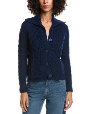 Forte Wool & Cashmere-Blend Luxe Cable Cardigan - Blue