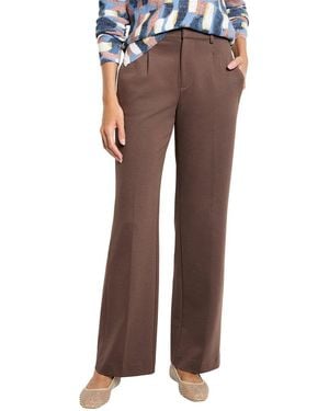 NIC+ZOE Drapey Ponte Wide Leg Trouser - Brown