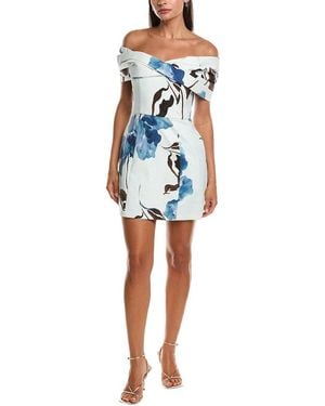 Nicholas Lori Strapless Twist Front Linen-Blend Mini Dress - Blue