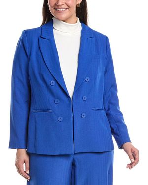 Tahari Plus Solid Blazer - Blue