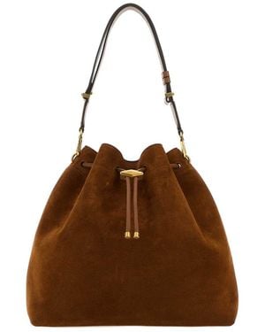 Jimmy Choo Bonbon Medium Suede Bucket Bag - Brown