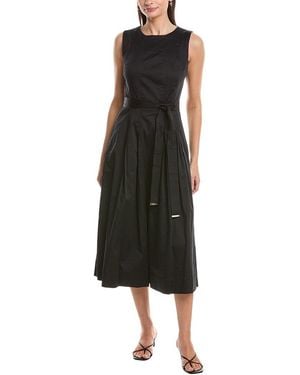 Anne Klein Panelled Bodice Jewel Neck Midi Dress - Black