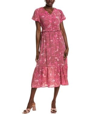 Nanette Lepore Bubble Sleeve Midi Dress - Red