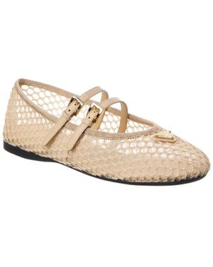 Prada Mesh & Leather Ballerina Flat - White