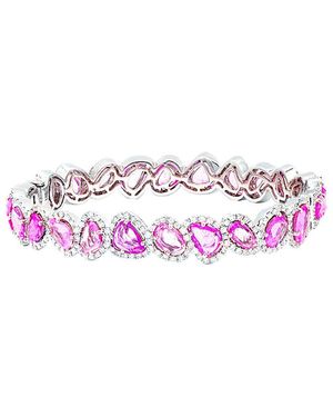 Diana M. Jewels Fine Jewellery 18k 19.44 Ct. Tw. Diamond & Pink Sapphire Bangle