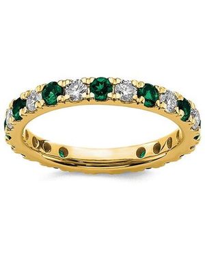 Lab Grown Gemstones 14K 1.75 Ct. Tw. Lab-Grown Diamond & Lab-Grown Emerald Eternity Ring - Metallic