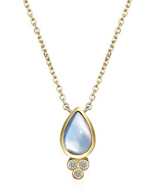Kai Fine Jewelry 14K 0.84 Ct. Tw. Diamond & Moonstone Necklace - Metallic