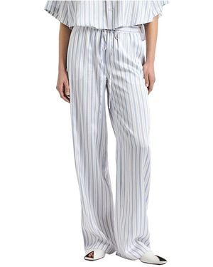 10 Crosby Derek Lam Aurely Drapey Striped Satin Wide Leg Pant - Grey