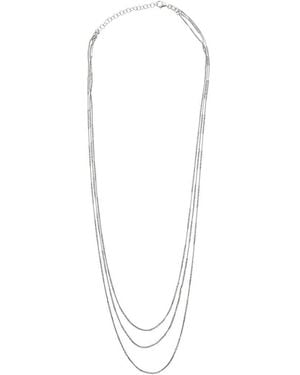 Italian Gold Over Silver 18K Plated Multi Strand Necklace - White