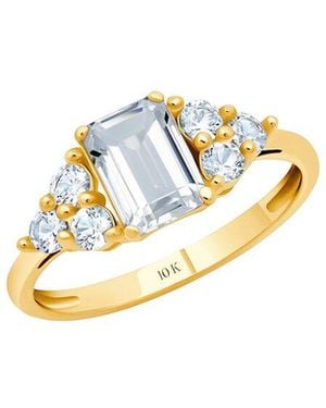 MaxColor 10K 1.00 Ct. Tw. Lab-Grown Sapphire Halo Ring - White