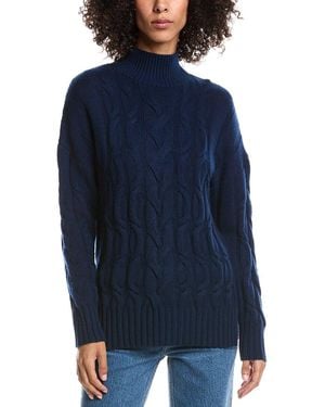 Forte Luxe Wool & Cashmere-Blend Cable Jumper - Blue