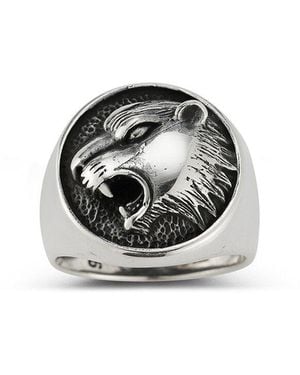 YIELD OF MEN Yield Of Silver Tiger Ring - Black