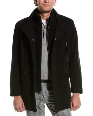 Cole Haan Wool-Blend Carcoat - Black