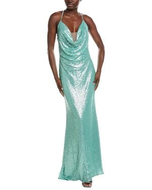 Rene Ruiz Draped Cowl Neckline Gown - Green