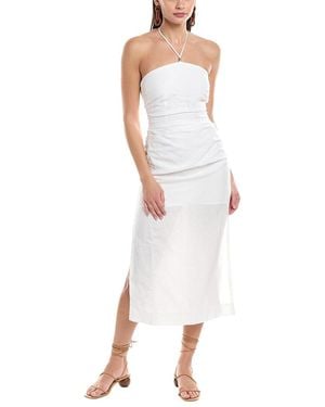 Onia Air Ruched Halter Linen-Blend Maxi Dress - White