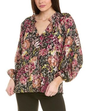 Kobi Halperin August Metallic Clip Dot Blouse - Red