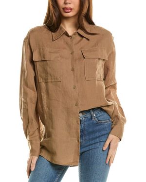 Reiss Soul Linen Safari Shirt - Brown