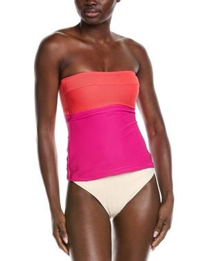 Tommy Bahama Ocean Point Colorblocked Bandeau Tankini Top - Pink
