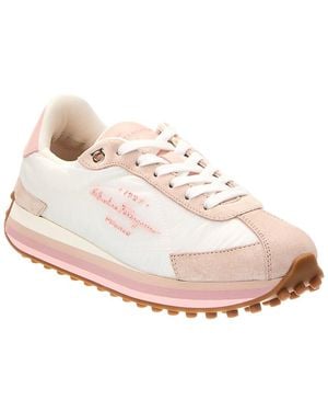 Ferragamo Iggy Suede & Canvas Trainer - Pink