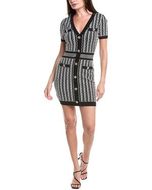 MILLY Scallop Textured Mini Dress - Black