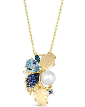 Le Vian 14K 2.39 Ct. Tw. Diamond & Ocean Topaz Drop Pendant - White