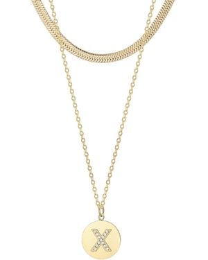 Adornia 2Pc 18K Plated Initial And Herringbone Necklace Set - Metallic