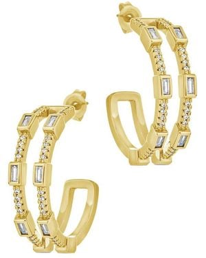 Sterling Forever 14k Plated Cz Neah Hoops - Metallic